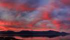 USA- Washington State- Seabeck. Panoramic of sunset on Olympic Mountains and Hood Canal. Landscape Print